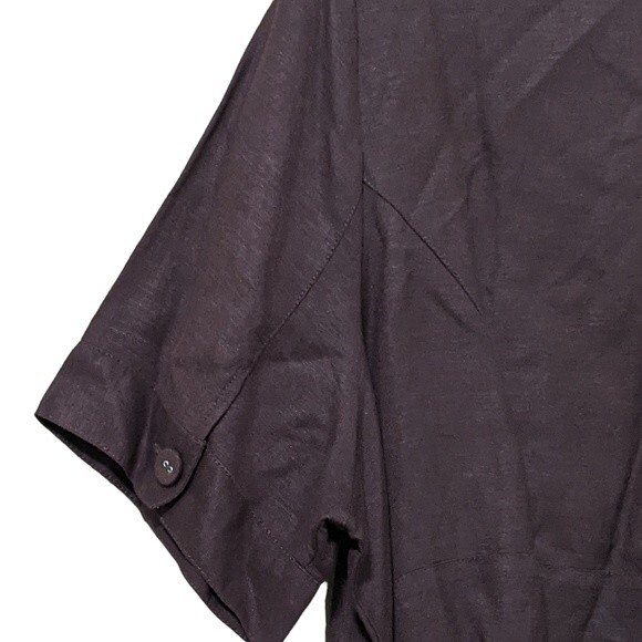 Lane Bryant linen blend brown button front dash belted shirt top size 22/24 - Picture 6 of 8